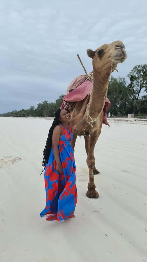 DIANI: BEACH CAMEL RIDE - Entering Diani Beach at Kongo Mosque, then stepping onto the sand